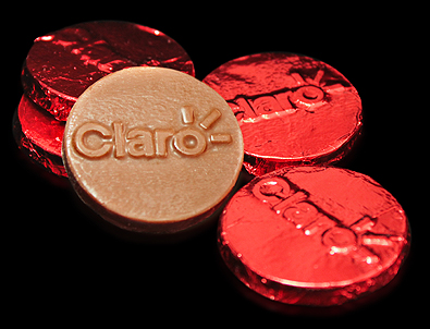 Monedas de chocolate con logo